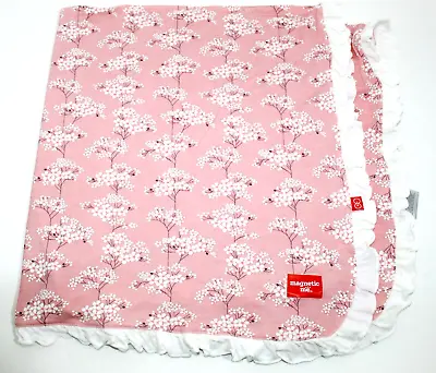 Magnetic Me Pink Cherry Blossom Ruffle Edge Baby Swaddle Blanket NEW • $22.99