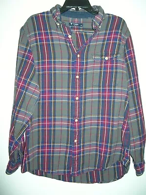 Cremieux Plaid Shirt Sz Large Elbow Pads Vintage Work Shirt • $14.97