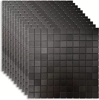 11-Sheet Peel And Stick Backsplash Tiles Brushed Aluminum Surface Metal Mosaic  • $72.99