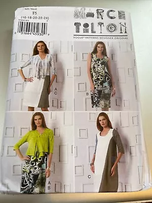 Vogue Pattern V9081 Ms MARCY TILTON Fitted Cardigan~Dress W/Seam Detail Sz 16-24 • $4