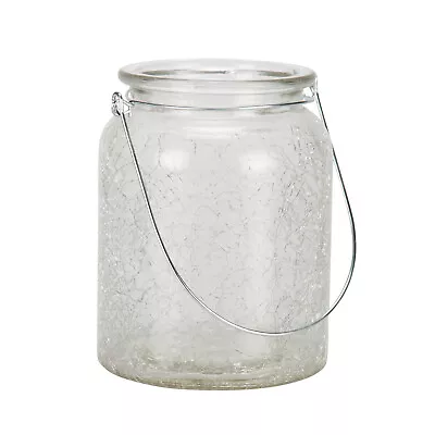 The Range Crackle Glass Tea Light Holder 14.5cm Clear Glass • £2.59