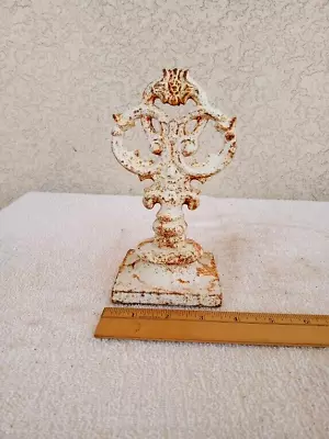 ANT Ornate Rod Iron Post Topper / Finial / Old White Paint / Cast Iron/ Church ? • $39.99