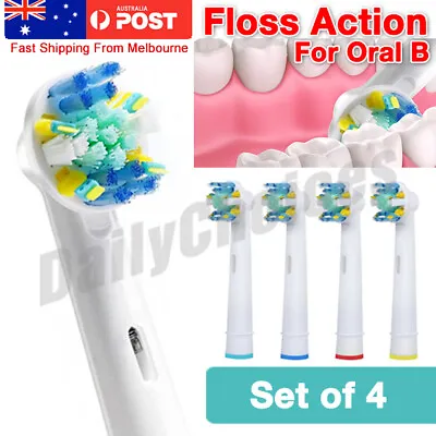 $5.79 • Buy FLOSS ACTION Oral B Compatible Electric Toothbrush Replacement Brush Heads X4