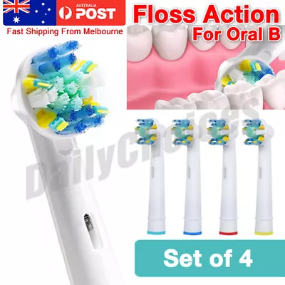 FLOSS ACTION Oral B Compatible Electric Toothbrush Replacement Brush Heads X4 • $4.70