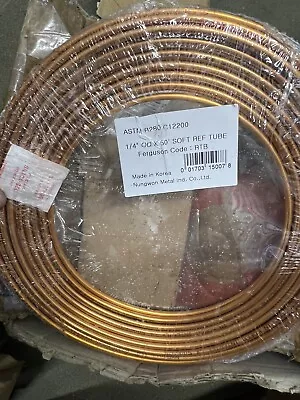 1/4” OD X .030” X 50’ FEET ASTM B280 Copper Tubing HVAC Refrigeration NEW • $39.99