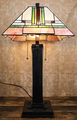 Frank Lloyd Wright 28  Mission Style Art Glass Table Lamp • $350