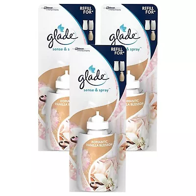 £8.99 • Buy 3 X GLADE SENSE & SPRAY REFILLS AIR FRESHENER VANILLA BLOSSOM HOME OFFICE 18ML