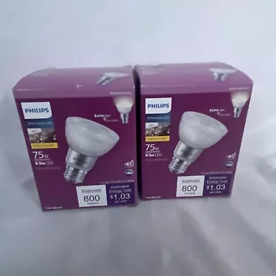 Lot Of 2 Philips 75w Equiv PAR20 LED Indoor Flood Dimmable Bright White Light • $19.99