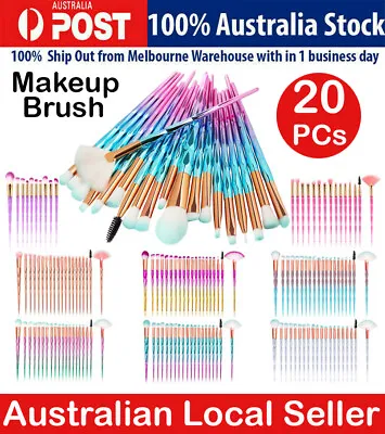 20PCS Eye Make-up Brushes Diamond Unicorn Eyeshadow Eyebrow Blending Brush Set • $6.95