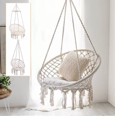£29.95 • Buy Hanging Swing Hammock Chair Macrame Twisted Rope Tassels Garden Outdoor & Indoor