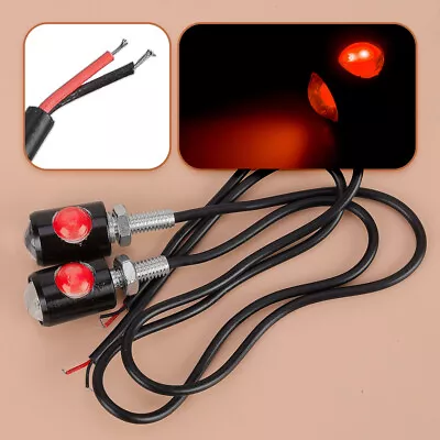 Pair LED Motorcycle Mini Turn Signal Indicator Red Blinker Light Lamp Universal • $7.06