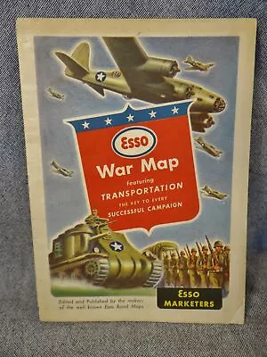 Vintage 1940's Wwii Era Esso War Map Transportation • $22