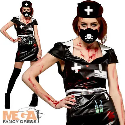 Horror Nurse Halloween Ladies Fancy Dress Zombie ER Doctor Womens Adults Costume • £18.49