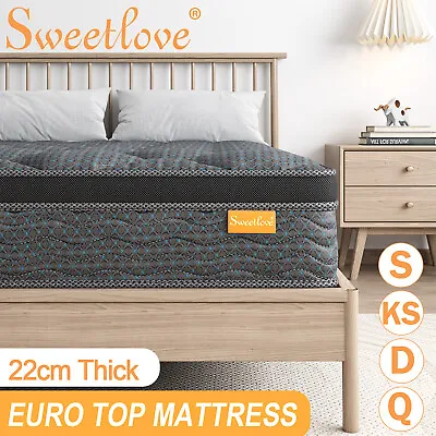 Sweetlove Spring Mattress Queen Double King Single Bed Medium Firm Foam Euro Top • $119