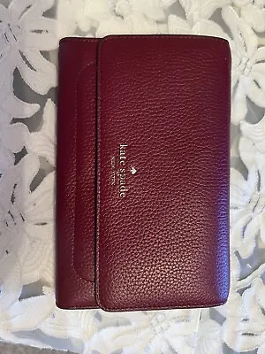 Kate Spade New Pebble Burgundy Leather  Crossbody Wallet $239 Cards Bills Pocket • $145.30