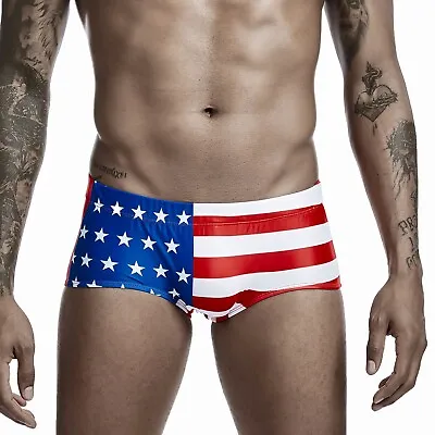 NEW SEOBEAN Men's Low Rise Sexy Flag Style Swimming Trunks Swimwear   • $7.99