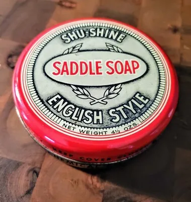 Vintage Shu Shine English Style Saddle Soap Tin Signal Chemical Co Boston Mass  • $10