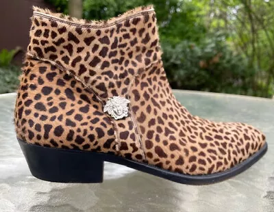 Gianni Versace Cheetah Print Horse Hair Low Boots Size 8 1/2 • $53