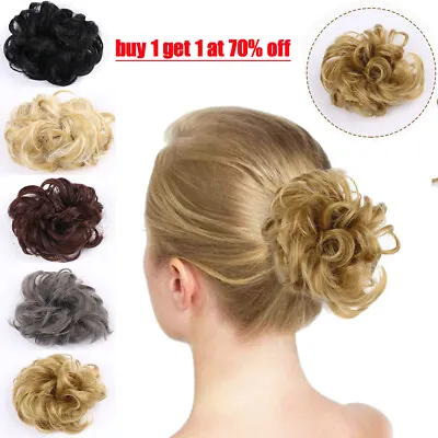 £3.38 • Buy Curly Messy Bun Hair Piece Scrunchie Updo Fake Hair Extensions Real As Human NEW