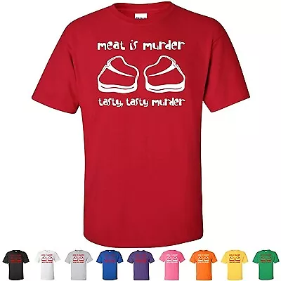 Short Sleeve T-Shirts  Meat Is Murder Tasty Murder  Funny Food Mens Graphic Tees • $13