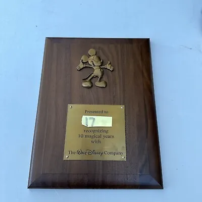 Disney Cast Member 10 Year Service Award Plaque Tada Mickey Bronze Type • $85