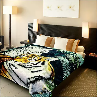 Tiger Blanket Plush Mexican Blanket - Faux Fur Throw Blanket Korean Mink Fleec • $57.99