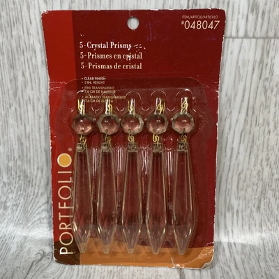 $8 • Buy 5 New Portfolio Replacement 3” Crystal Prisms For Chandelier Or Lamp