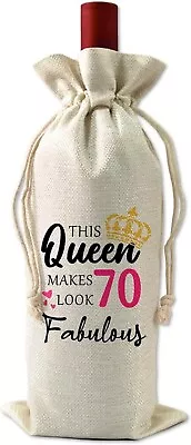 70th Birthday Gifts For Women - Decorative Wine Bag Birthday Gift Witty Quote • £4.99