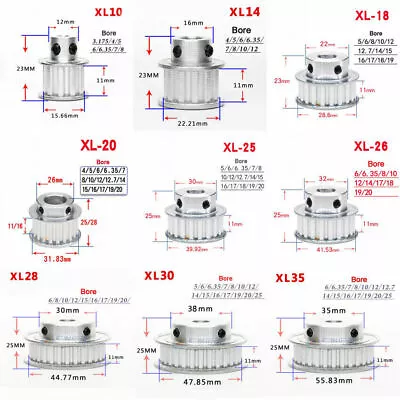 XL10T-35T Timing Belt Pulley With Step Bore 3.175mm-25mm For 10/15mm Width Belt • $7.46