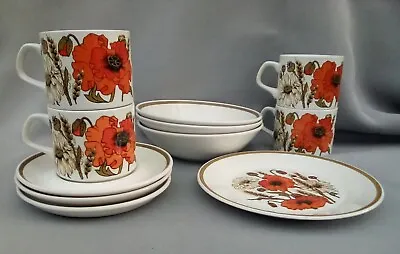 £19.99 • Buy J G Meakin Studio Poppy Cups, Saucers, Tea Plates And Cereal Bowls