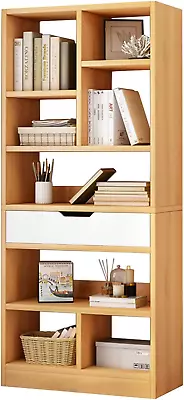 Wooden Open Shelf Bookcase - 61 Inches Height Freestanding Display Storage Cabin • $161.70