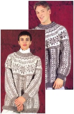 His And Hers Chunky Medium And Large Nordic Sweaters KNITTING PATTERN 10160 • £3.75