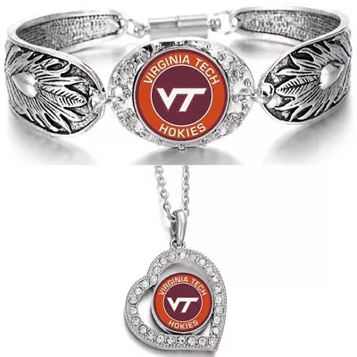 Virginia Tech Hokies Sterling Silver Necklace And Bracelet Gift Set State D3D19 • $29.95