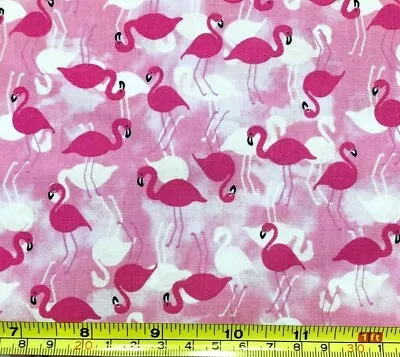 Tina Scrap 9 X21  PINK FLAMINGOS Tropical Bird Small Mini Cotton Fabric • $2.29