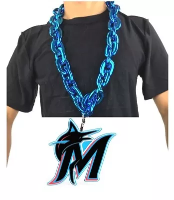 New MLB Miami Marlins Turquoise Fan Chain Necklace Foam Logo • $32.18