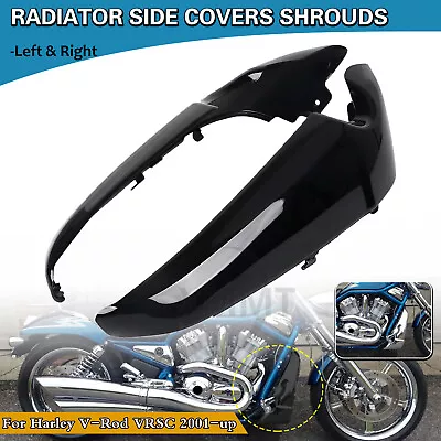 $118.98 • Buy Gloss Black Radiator Side Covers Shrouds For Harley V-Rod VRSC VRSCAW Motorcycle