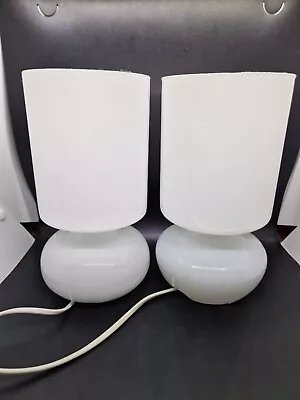 2x Vintage Ikea Lykta White Glass Table Lamp • £50