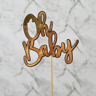  Oh Baby  Rose Gold And Black Cake Topper | Gold | Silver | Baby Shower • $9