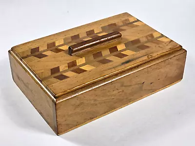 Handmade Wooden Parquetry Keepsake Vanity Box W/Lid Inlay Marquetry AS IS Read • $12