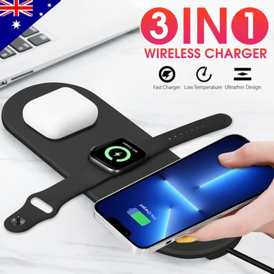 $23.95 • Buy Wireless Charger 15W Qi Fast Charging Station Pad For Apple Watch IPhone AirPods