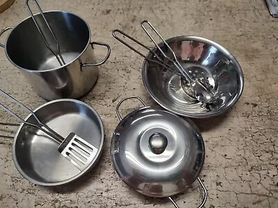 $12.90 • Buy Play Pots And Pans,  Kitchen Playset Pretend Cookware Mini Stainless Steel.
