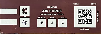 2024 Air Force Vs Mississippi State Bulldogs Baseball Ticket Stub Game 1 • $6.49