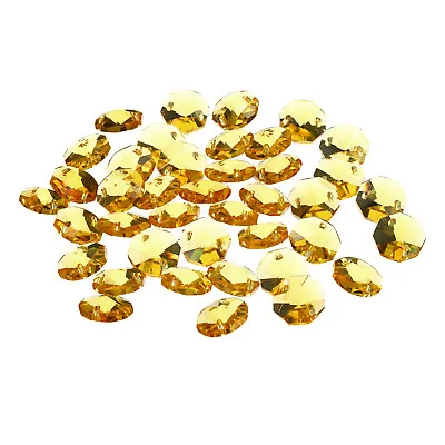 £6.87 • Buy 40Pcs 14mm Crystal Octagon Beads Chandelier Parts Hanging Beads Golden