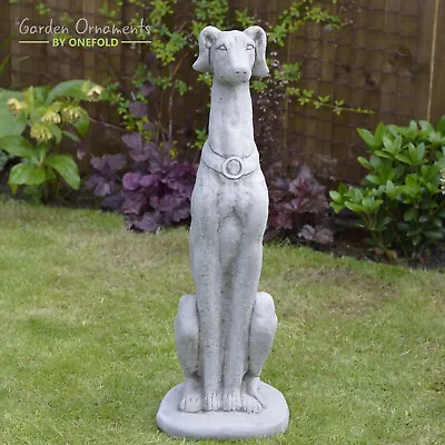 Life Size Greyhound Hand Cast Stone Outdoor Garden Ornament Detailed Dog Statue • £149.90