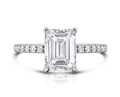 £1237.04 • Buy Lab Grown Diamond Engagement Ring Emerald Cut 1.5 Carats In Platinum