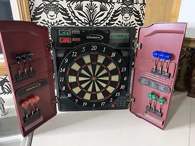 Vintage Halex 8 Player Electronic Dart Board W/ Cabinet 64582 Tournament X0-1 • $124.99