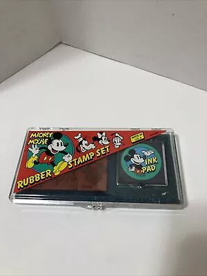 Vintage Disney Mickey Mouse Rubber Stamp Set Mickey Minnie Donald Goofy Ink Pad • $14.99