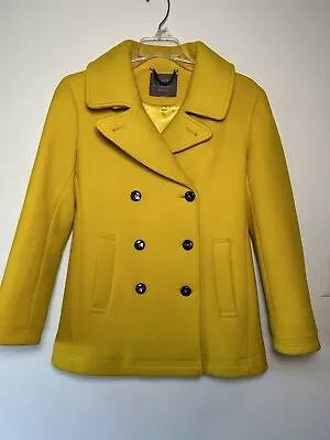 J. Crew Italian Stadium Cloth Nello Gori Womens Wool Coat Yellow Size 2 #4-0091 • $65