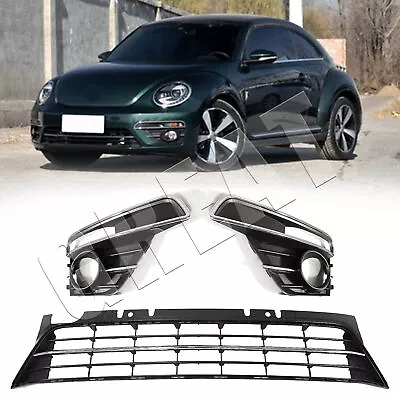 For 2017 2018 2019 VW Beetle Front Bumper Lower Center Grill Fog Light Cover Set • $106.91