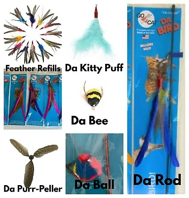 Go Cat Feather & Rod Toy Interactive Catnip Toys Refills Assorted Colors • $10.49